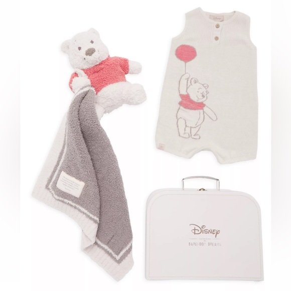 Barefoot Dreams Cozychic Ultra Lite Disney Winnie The Pooh Set Almond Multi